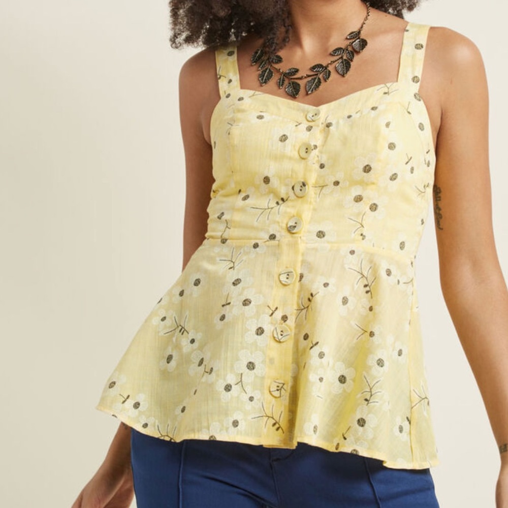 ModCloth Midday Flavor Peplum Tank Top Floral